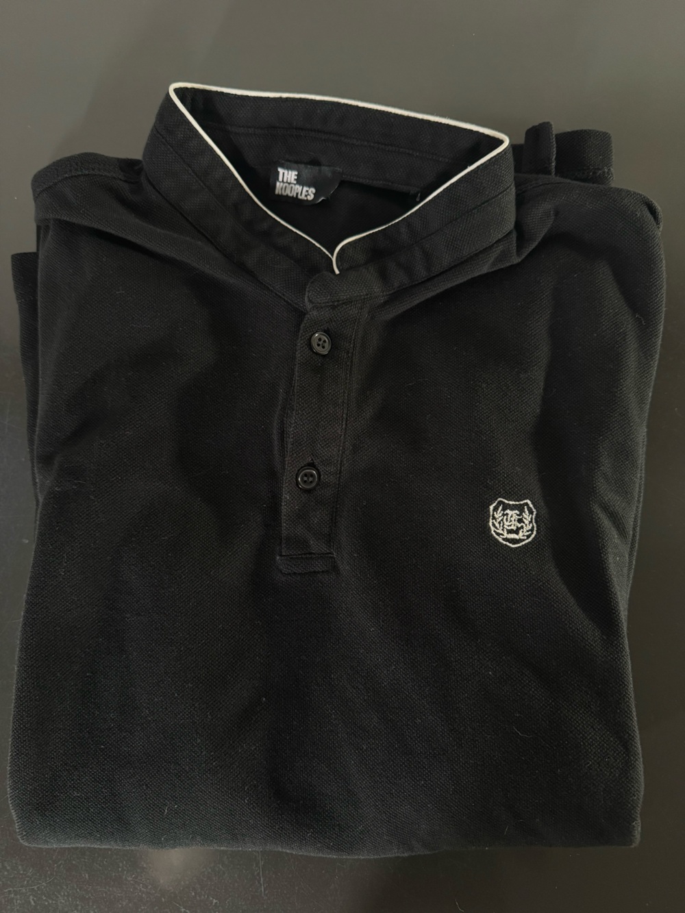 The Kooples Mock Nexk Polo with White Trim and Embroidered Logo